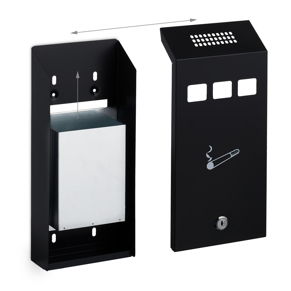 WANDASCHENBECHER - Schwarz, Metall (14.7cm) - Relaxdays