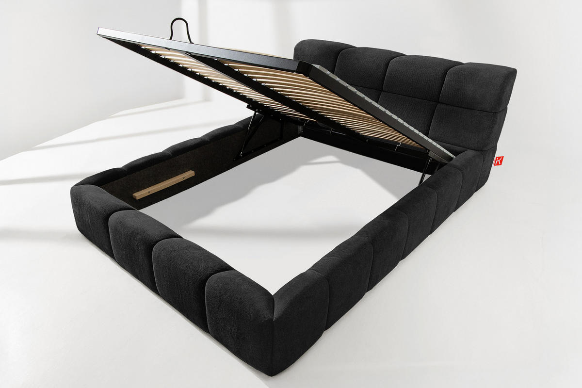 POLSTERBETT AERI 140/160/180/200 mit Rahmen und Bettkasten, anthrazit - Anthrazit, Holz/Holzwerkstoff (140/200cm) - KONSIMO®