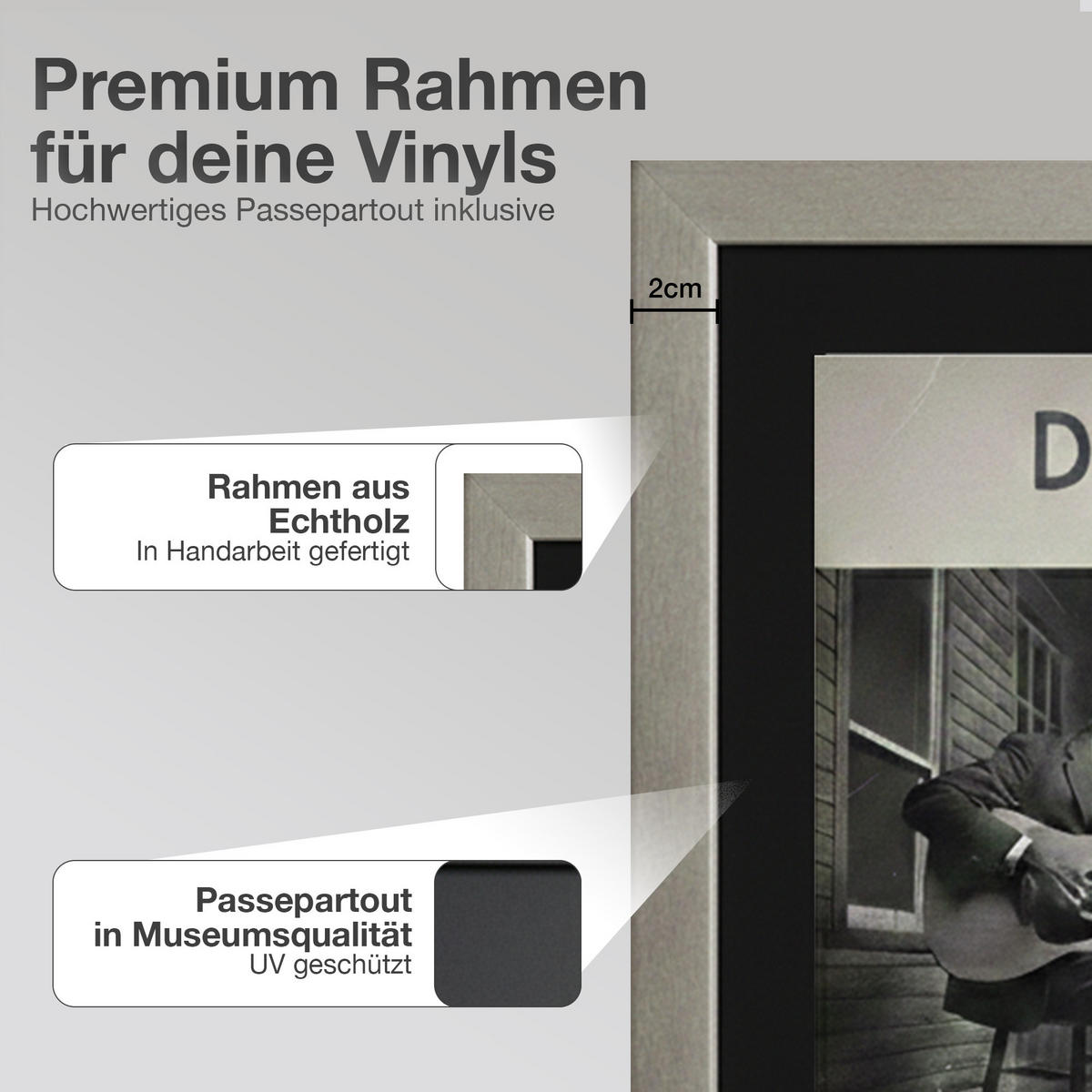 SCHALLPLATTEN RAHMEN 40/40 für das Cover - Platinfarben, Holz (40/40cm) - K-Möbel