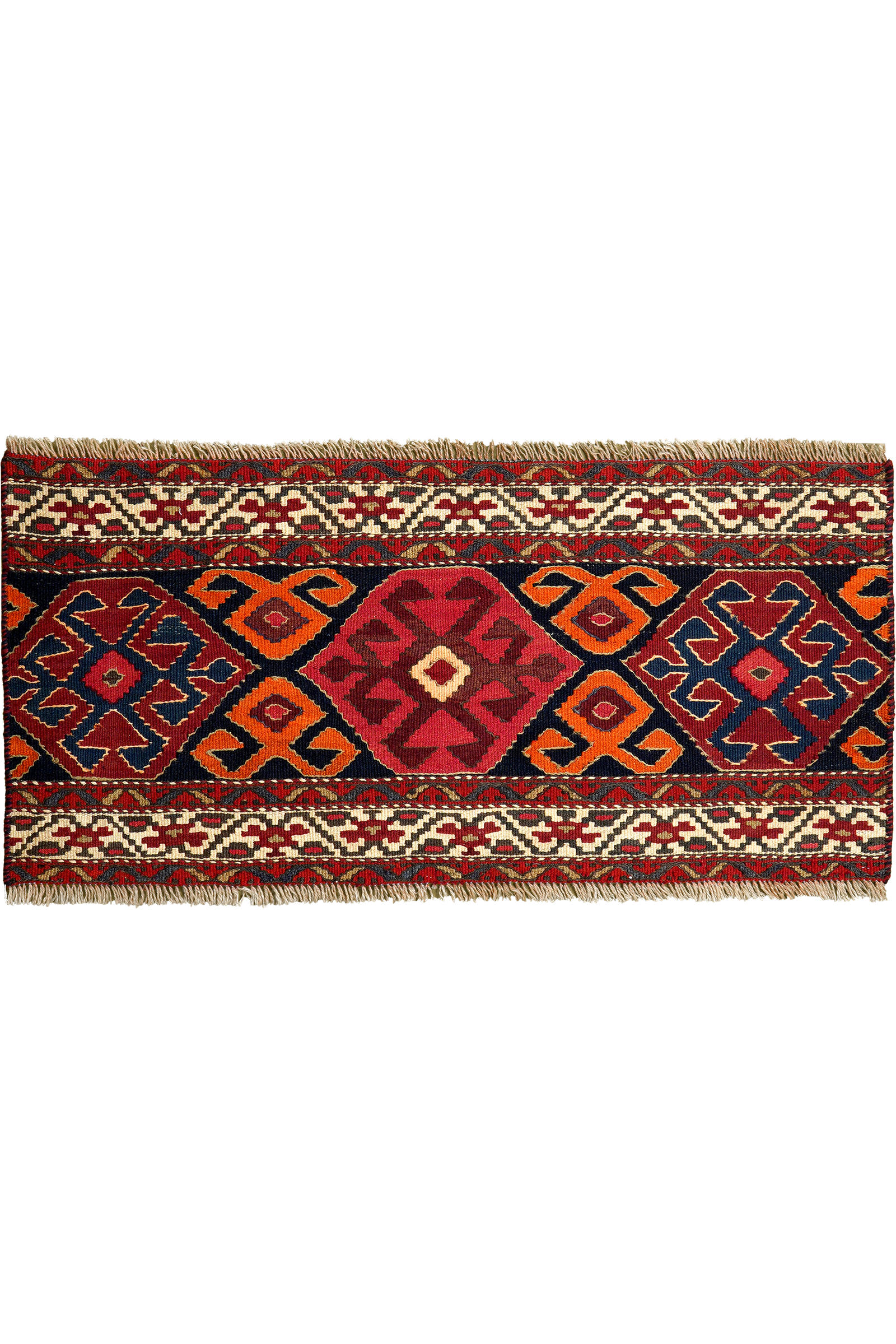 HANDWEBTEPPICH Sumak Shahsavan Blau 53/110 cm Schurwolle - Blau, Textil (110/53cm) - Looma