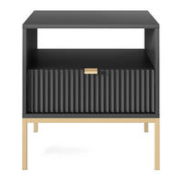 NACHTSCHRANK Vellore Schwarz mit goldenem Gestell - Schwarz, Holzwerkstoff/Metall (54/56/39cm) - Selsey