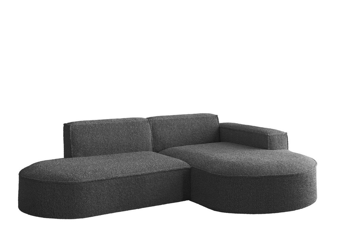 ECKSOFA Designer L-Form MODENA STUDIO Stoff Loop Graphit Rechts - Graphitfarben, Holz (236/165cm) - Kaiser Möbel
