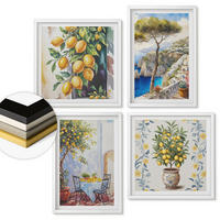 WANDBILDER 4er-Set - 50x50 cm & 40x60 cm Weißer Rahmen - Zitronenbäume am Meer - Weiß, Kunststoff (50/50cm) - ArtPrintCave