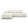 ECKSOFA GIOIA L-S Creme Boucle-Stoff mit Schlaffunktion - Creme, Holz (276/176cm) - MASSENO