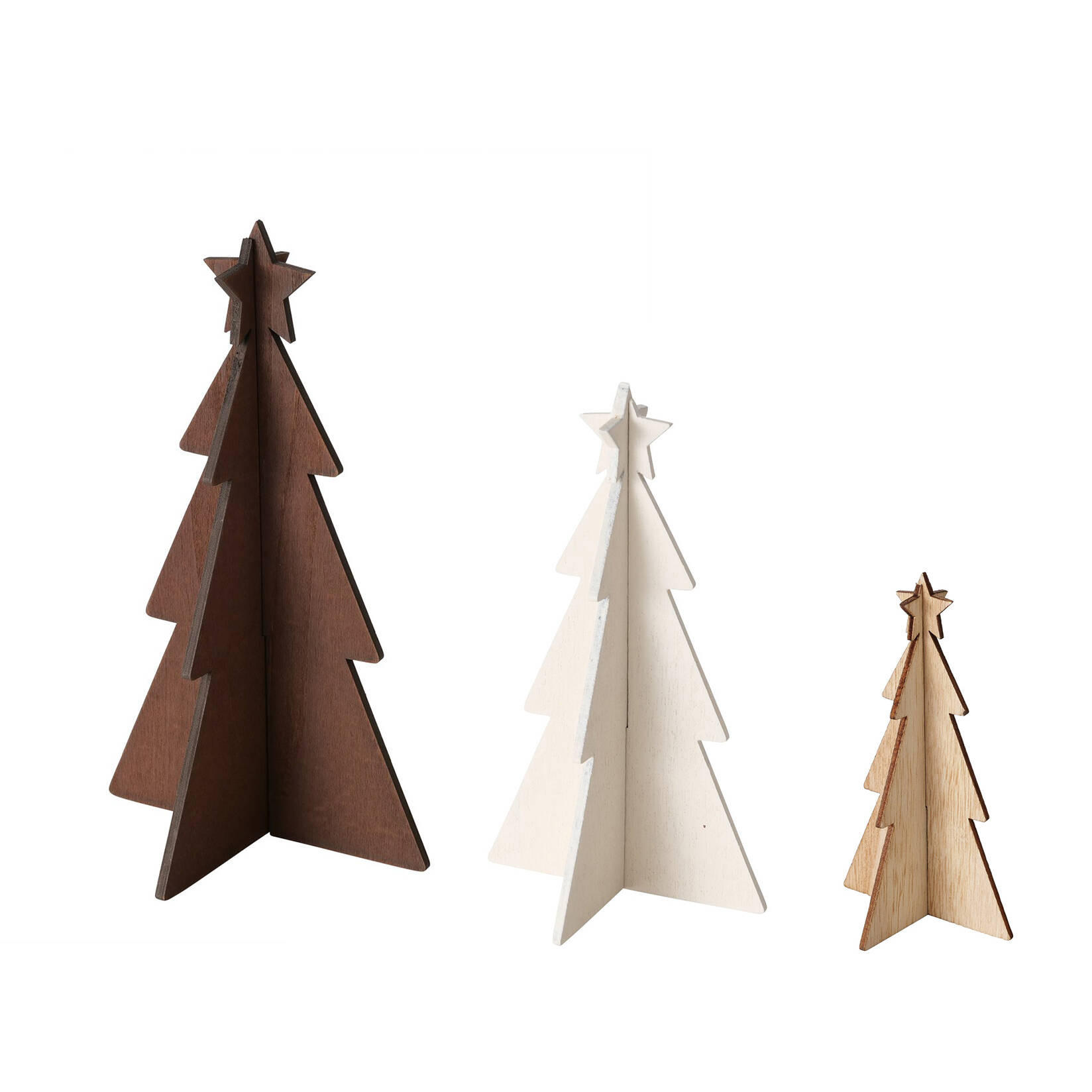TANNENBÄUME Karl 12-25 cm, 3er-Set - Multicolor, Holzwerkstoff (15/25/15cm)