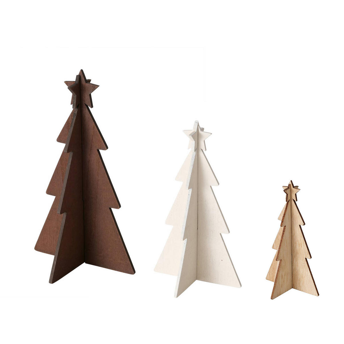 TANNENBÄUME Karl 12-25 cm, 3er-Set - Multicolor, Holzwerkstoff (15/25/15cm)