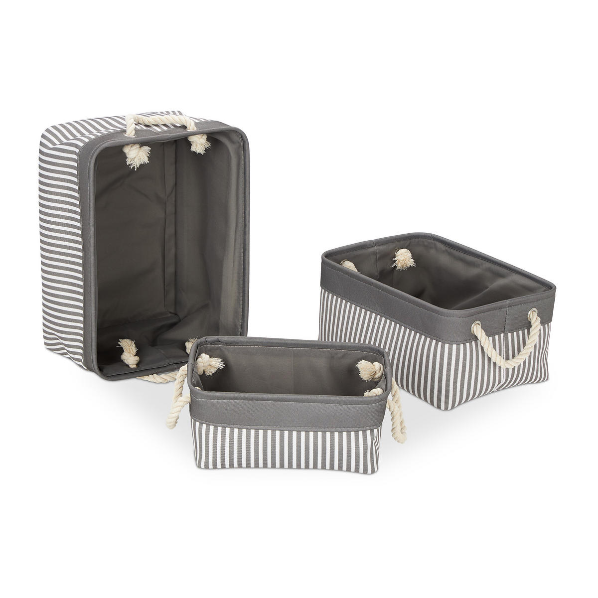 AUFBEWAHRUNGSKÖRBE - Grau, Textil (40/22/30cm) - Relaxdays