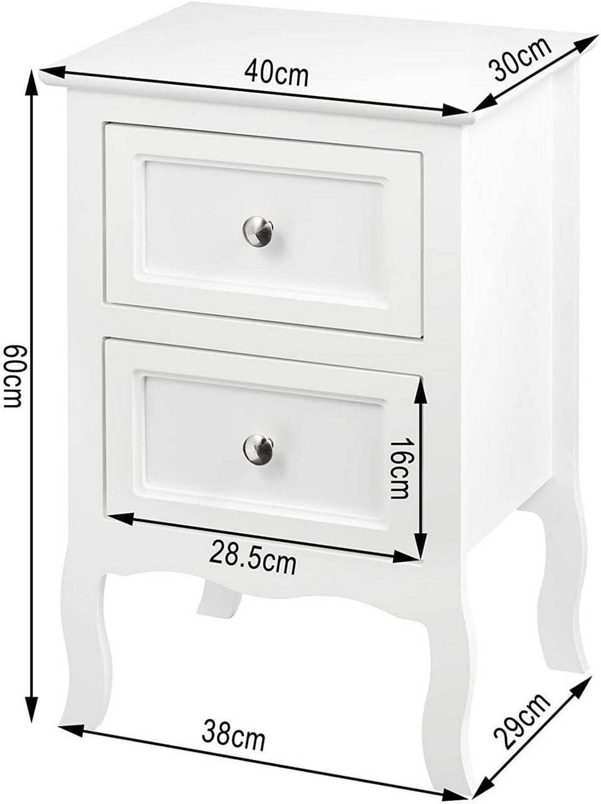 NACHTSCHRANK 30/40/60 cm, aus Holzwerkstoff MDF, Weiß - Weiß, Holzwerkstoff/Metall (40/60/30cm) - Woltu