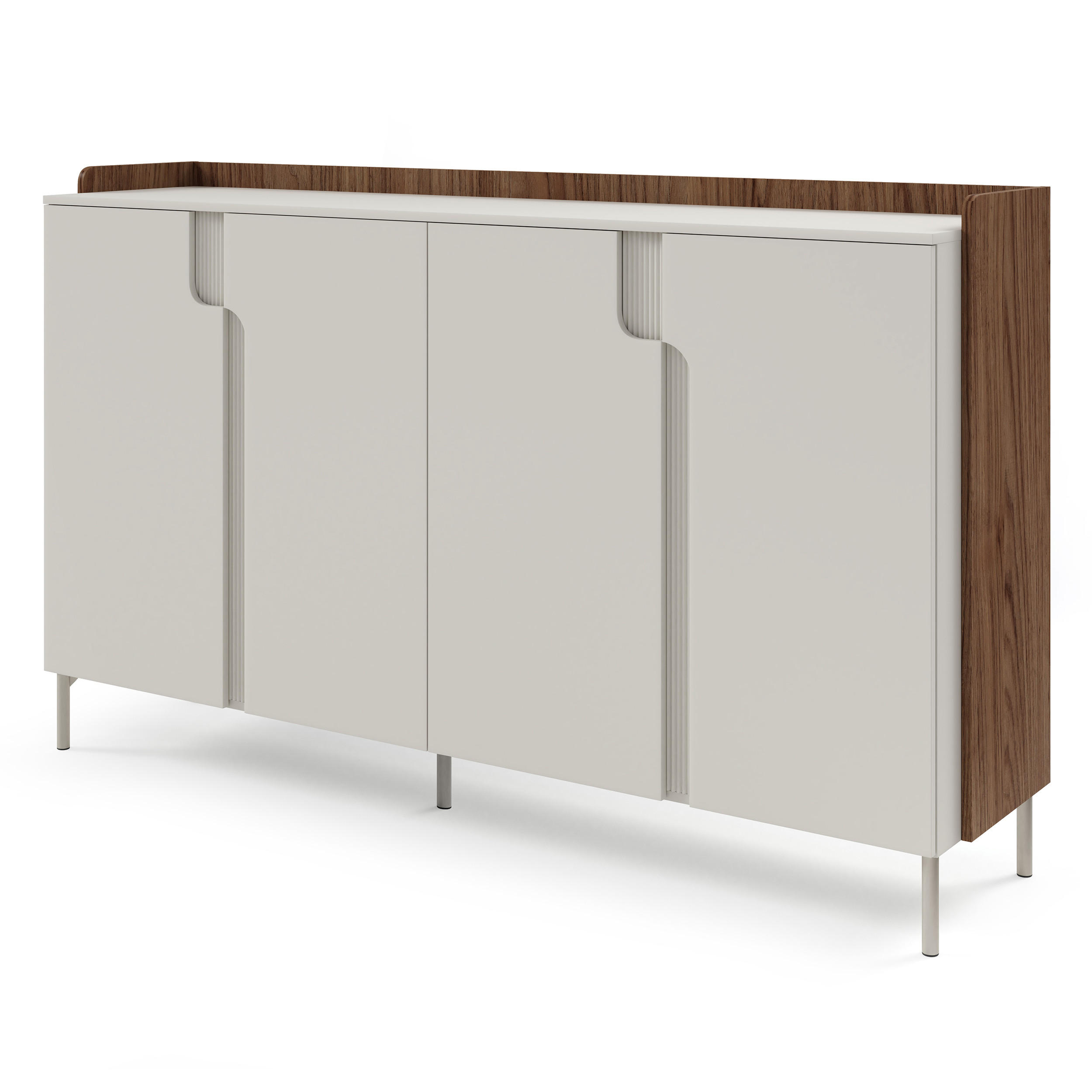 KOMMODE Positivo mit 4 Türen, 180 cm, Alba-Nuss + Kaschmir - Nussbaumfarben, Holzwerkstoff (183/110/42cm) - Beautysofa