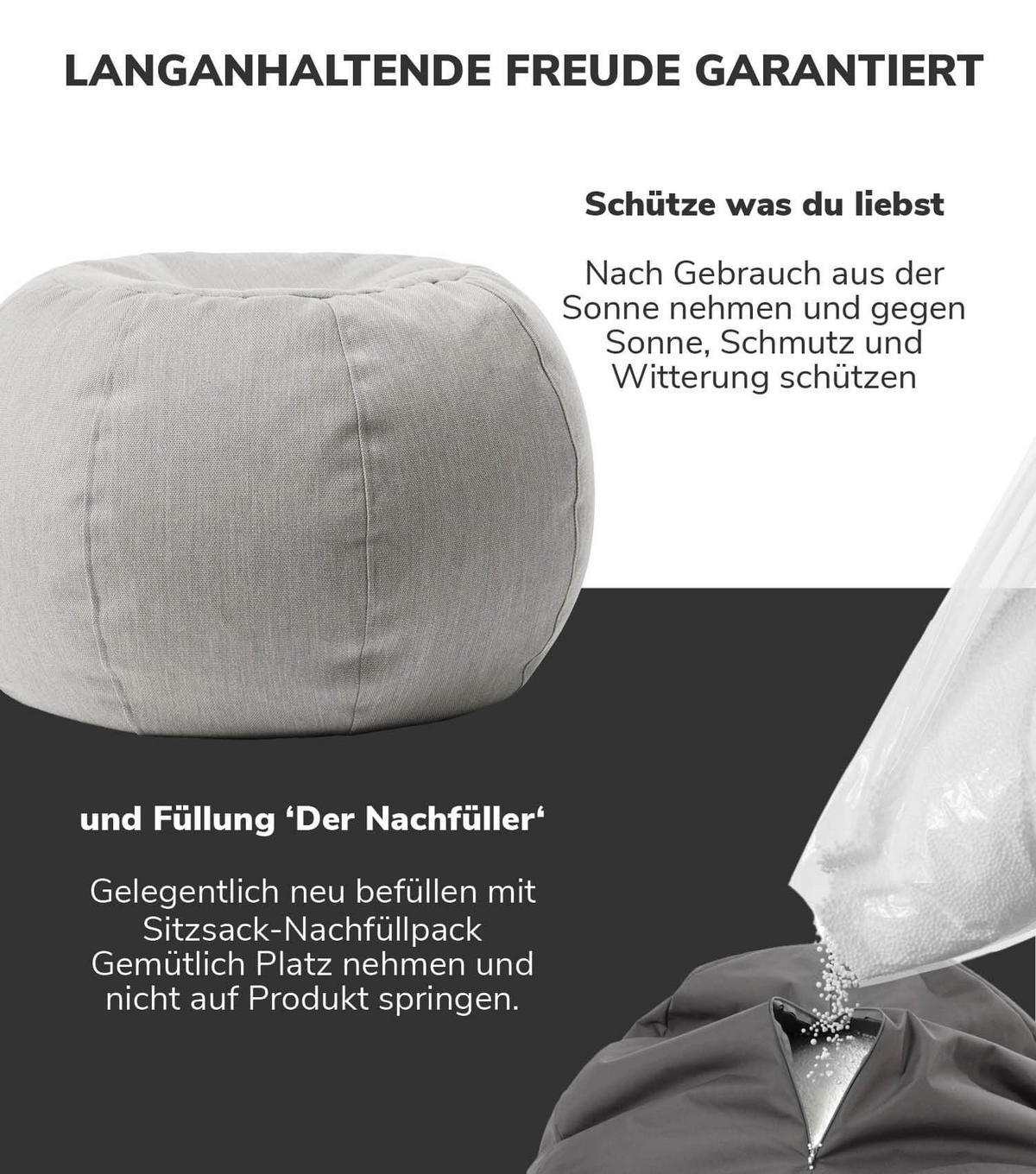 OUTDOOR POUF Der Kugelige - Dunkelgrau, Textil (60/40/60cm) - Mokebo