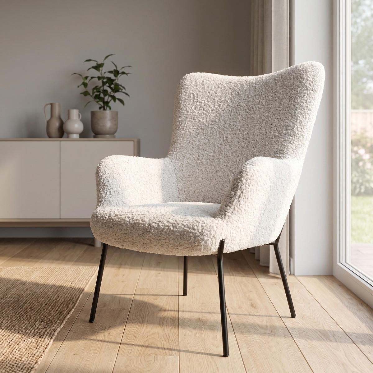 FÅTÖLJ Glasgow för 1 person 70 x 79 x 98 cm – vit - Vit, Träbaserade material/Textil (70/98/79cm) - ebuy24