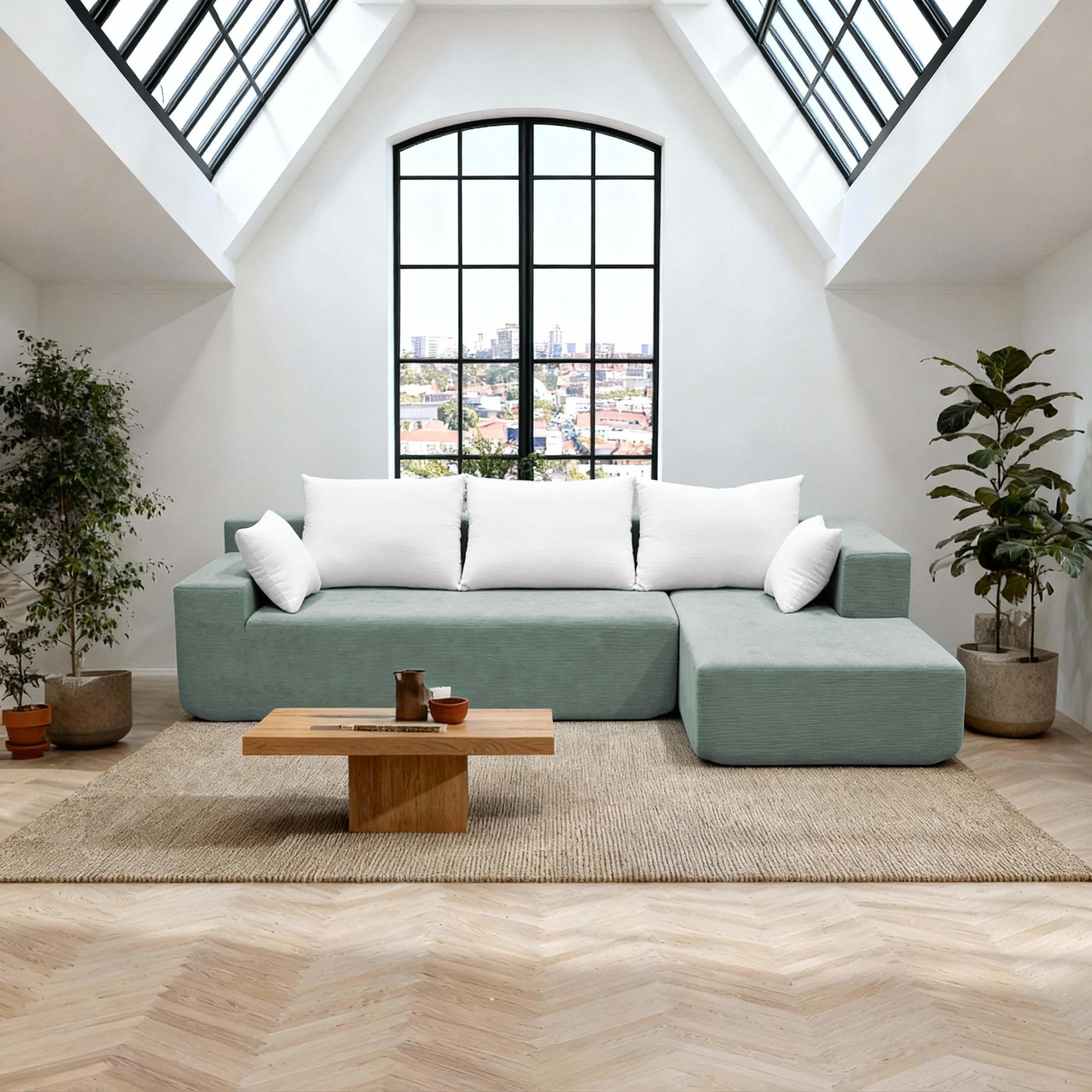 Thumbnail - Coco Living Ecksofa, Salbeigrün, Textil, 3-Sitzer, 267x175 cm, Wohnzimmer, Sofas & Couches, Wohnlandschaften, Ecksofas