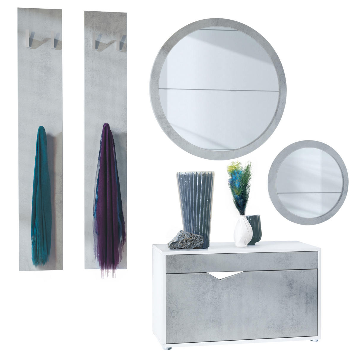 GARDEROBE Espoo Beton Oxid Optik - Hellgrau, Holzwerkstoff (200/200/33cm) - Vladon