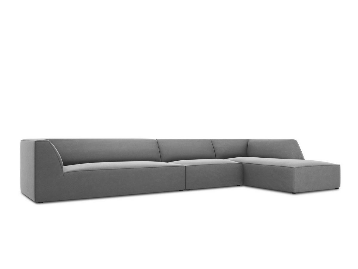 ECKSOFA rechts Ruby aus Samt grau 5 Sitzplätze - Grau, Textil (180/366cm) - Micadoni