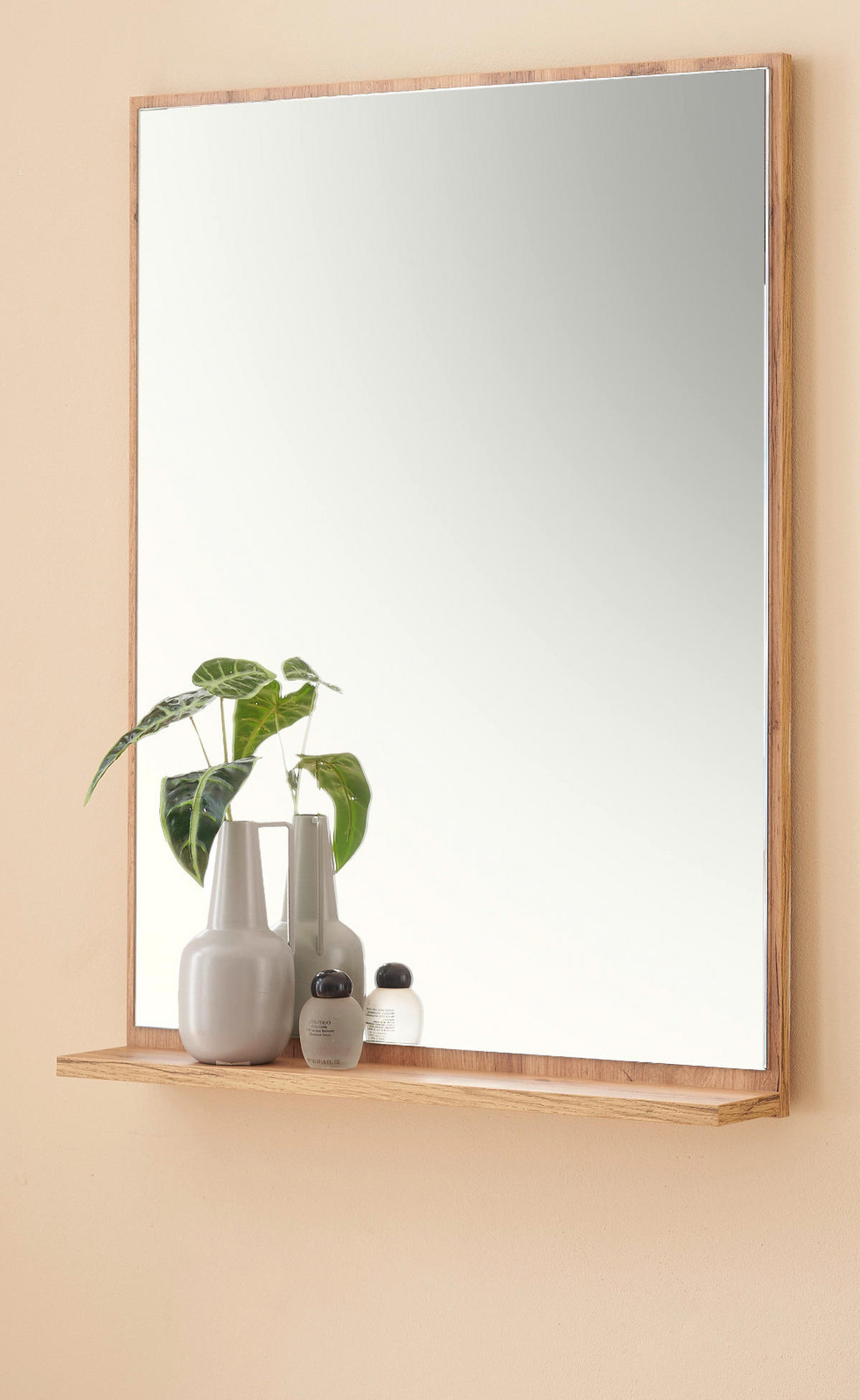 BADSPIEGEL Wotan Eiche, Badspiegel mit Ablage 60 x 80 cm, Center - Eiche Wotan, Glas/Holzwerkstoff (60/80/12cm) - Furn.Design