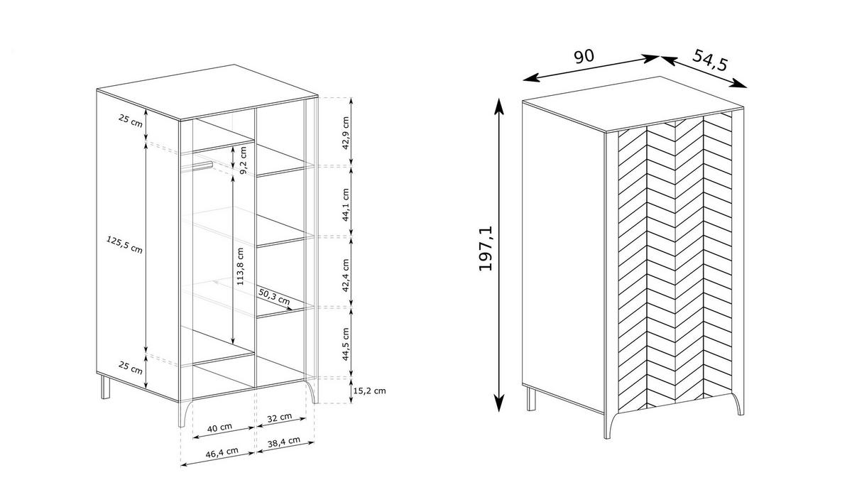 DREHTÜRENSCHRANK ALICANTE 90/197/54,5 cm 2-türig Kaschmir - Kaschmir, Holzwerkstoff (90/197/54.5cm) - MASSENO