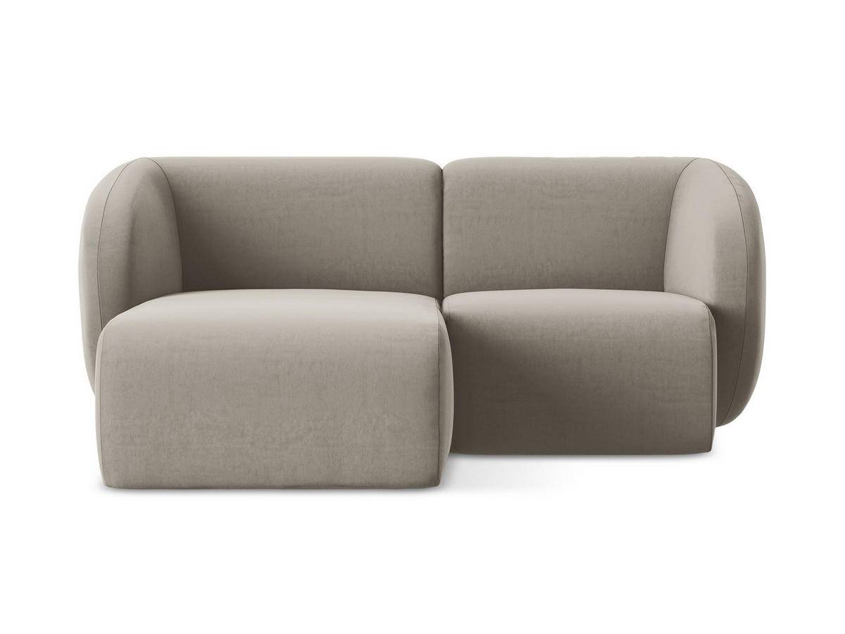 ECKSOFA Links Samt Stoff Grau - Taupe/Schwarz, Holzwerkstoff/Kunststoff (178/166cm) - Makamii
