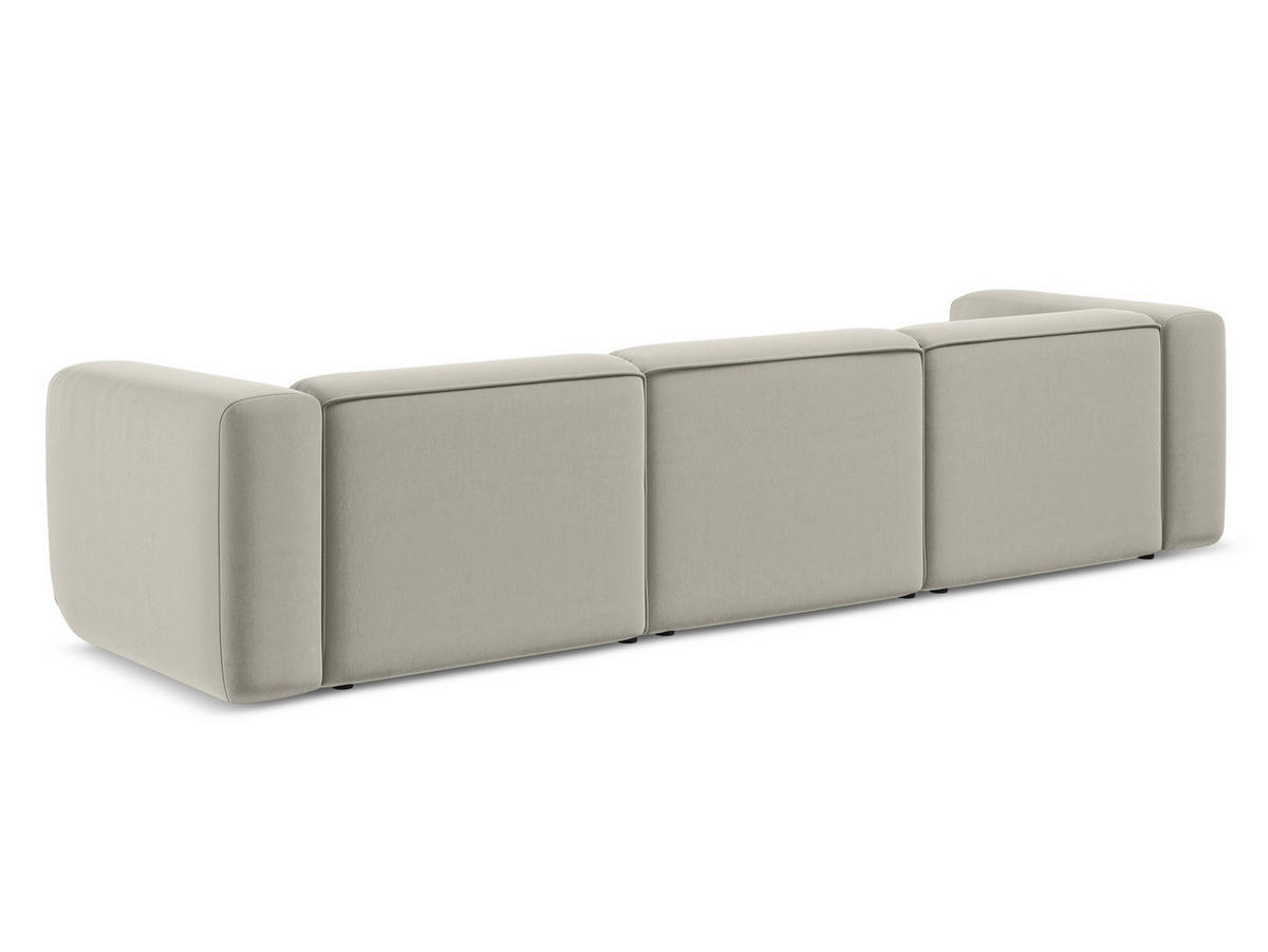 4-SITZER-SOFA Samt Stoff Creme - Perlmutt/Creme, Kunststoff/Textil (319/70/89cm) - Makamii