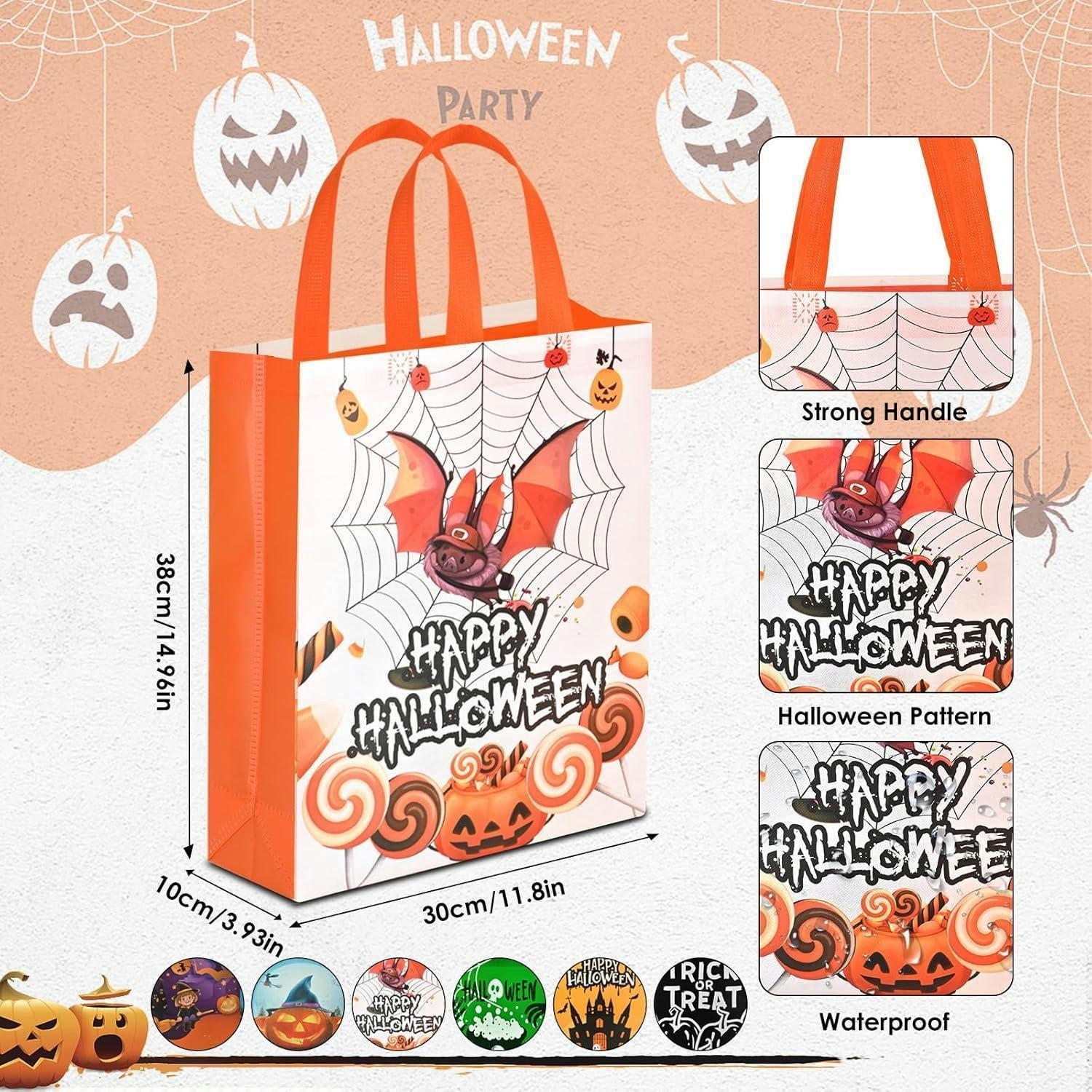 GESCHENKTÜTE Halloween 6-teiliges Set 38x30x10cm - Multicolor, Textil (30/10/43cm)