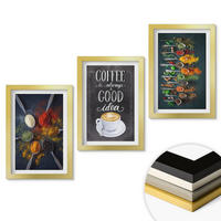 WANDBILDER 3er Set - 20x30 cm Goldrahmen - Gewürze, Kaffee, Kräuter, Muster - Goldfarben, Kunststoff (20/30cm) - ArtPrintCave