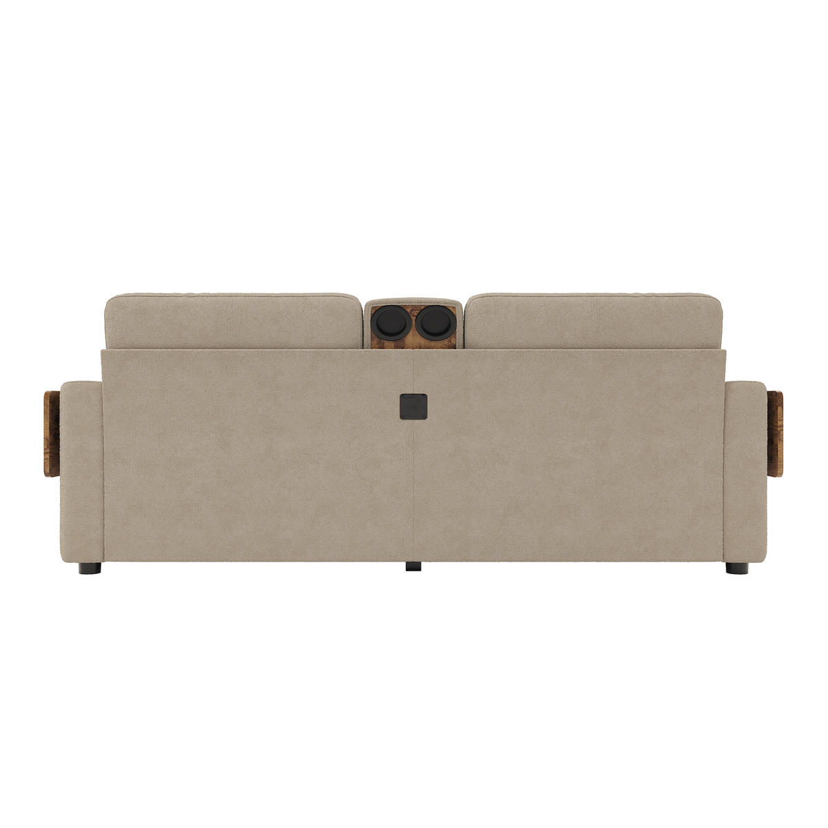 2-SITZER-SOFA mit Laptop-Tisch und Stauraum, DE-42611, Khaki - Sandfarben, Metall (178/57.5/71cm) - ComfortXL