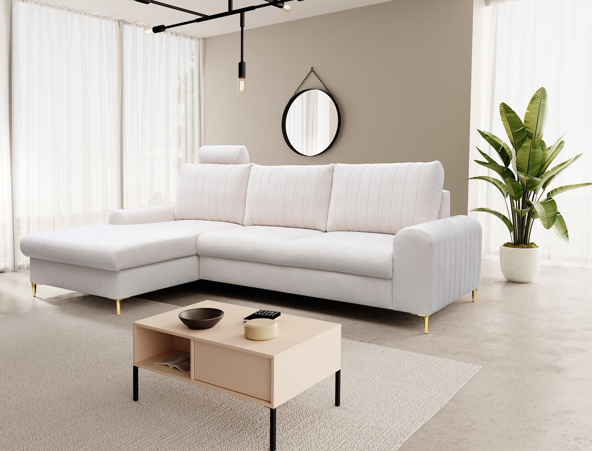 ECKSOFA Creme Mango Mit Schlaffunktion Links - Beige, Naturmaterialien/Textil (251/164cm) - Sepro Meble