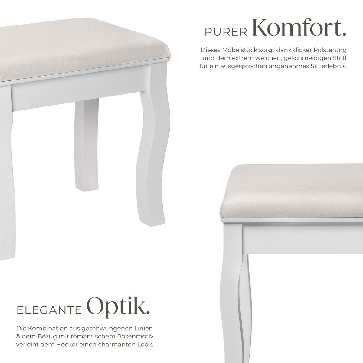 SCHMINKHOCKER ,40 x 30 x 51 cm,weiß - Weiß, Holz (30/51/40cm) - tectake