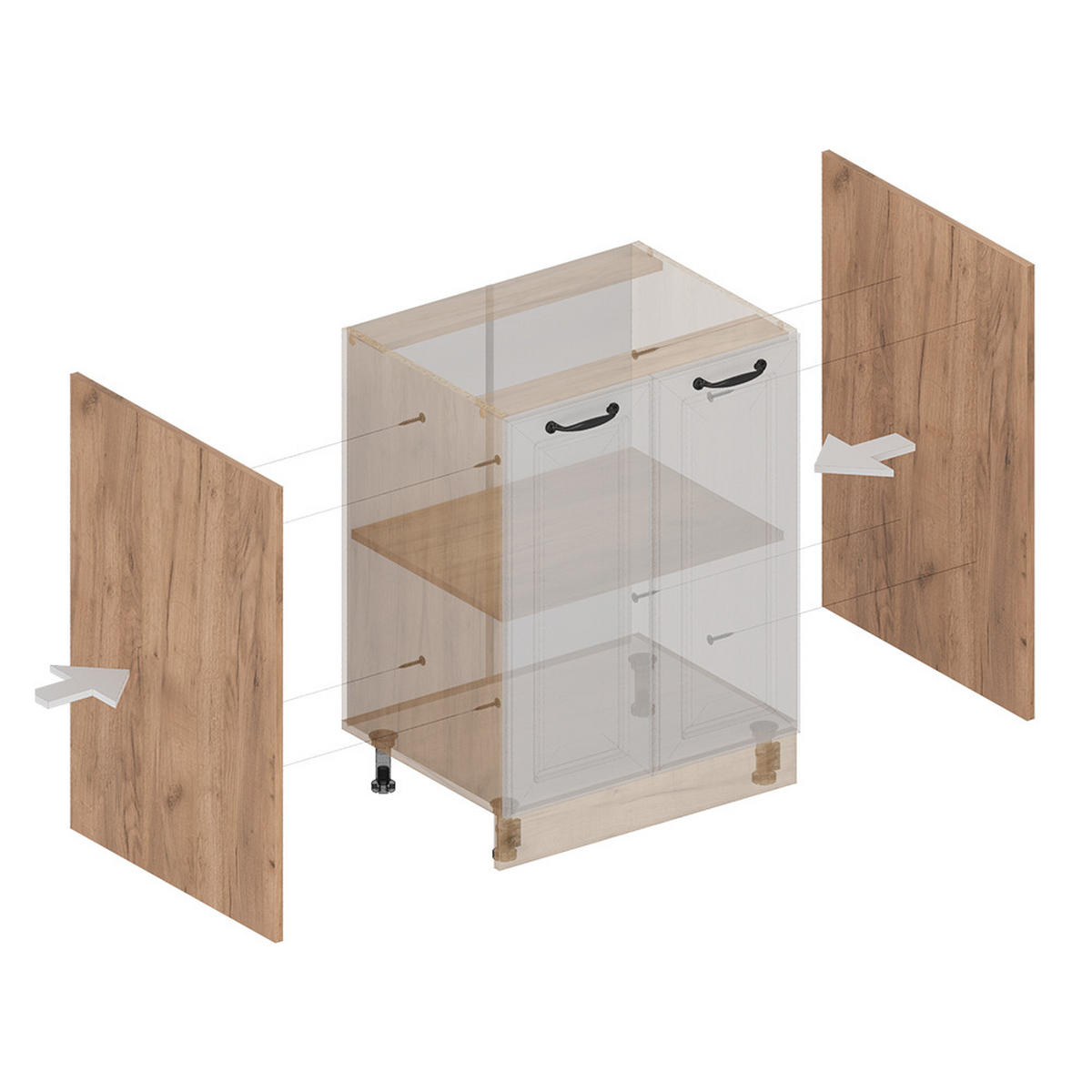 BOČNÍ PANELY PRO SPODNÍ SKŘÍŇKU R-Line Zlatý mocný dub - medově dubová, kompozitní dřevo (57/81.2/1.6cm) - Vicco