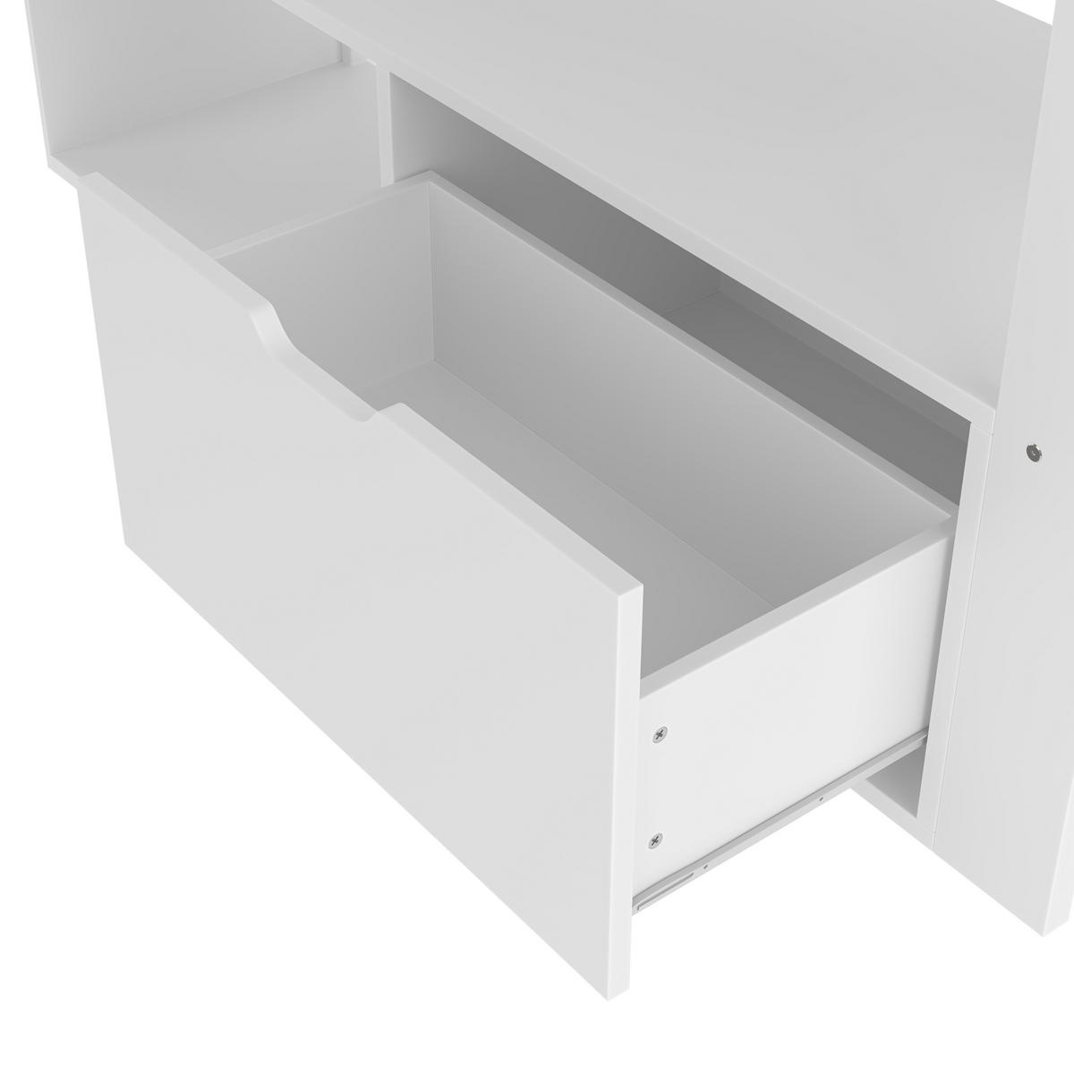 HOCHBETT 140/200 cm weiß Gaming Bett mit Schreibtisch und LED-Beleuchtung - Weiß, Holz (140/200cm) - OKWISH