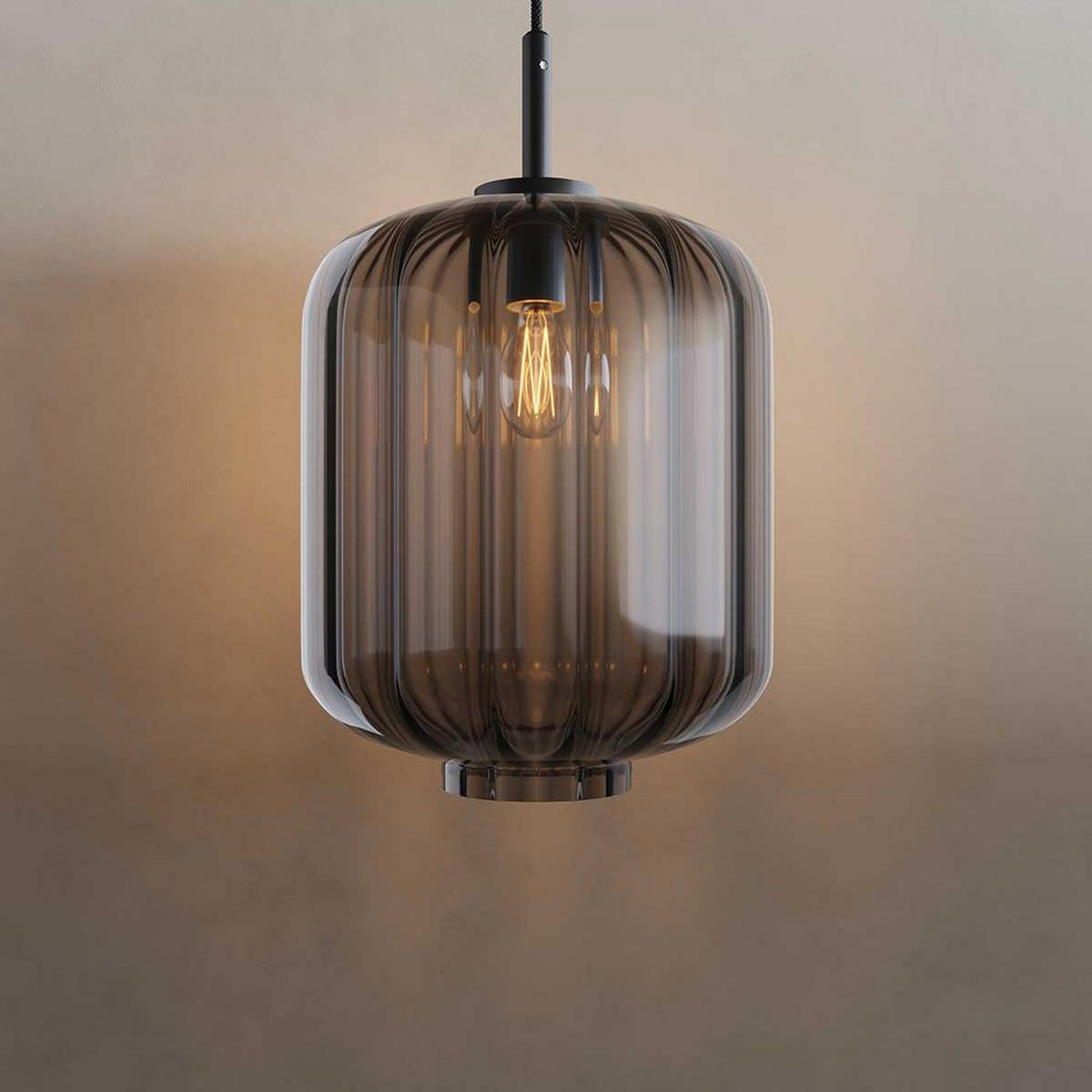 HÄNGELAMPE Velo 1.5m Abhängung Rauch Ø 25cm - Anthrazit, Glas (25/25/27cm) - s.luce