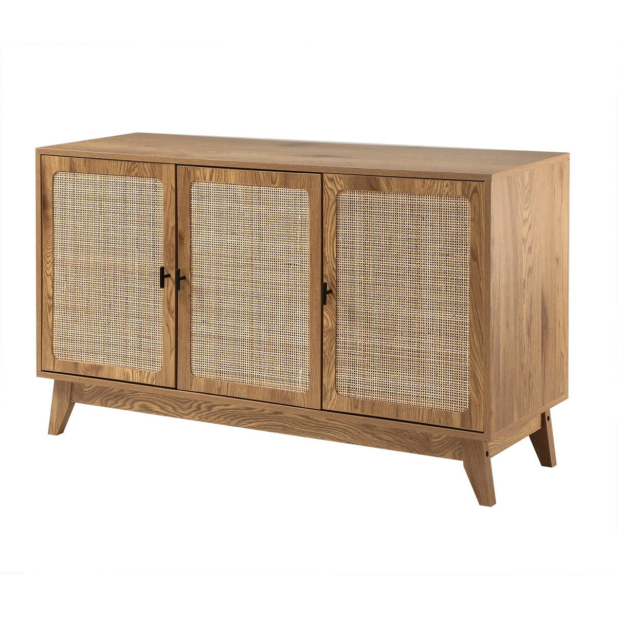 SIDEBOARD 3 Türen mit Naturgeflecht-Front B120 cm - ALIA - Eschefarben, Holzwerkstoff (40/72/46cm) - Calicosy