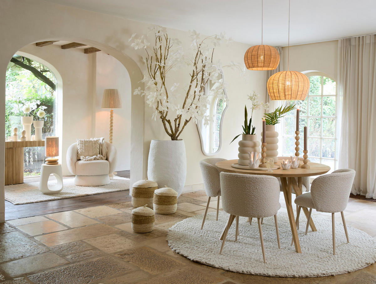 ESSTISCH Quenza Braun Ø120/76 cm - Hellbraun, Holz (120/120/76cm) - Light & Living