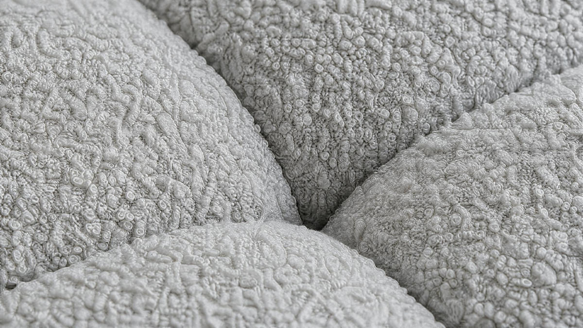 WOHNLANDSCHAFT OVIA U mit Bettkasten und Schlaffunktion, Bouclé-Stoff in U-Form - Hellgrau, Textil (350/80/185cm)