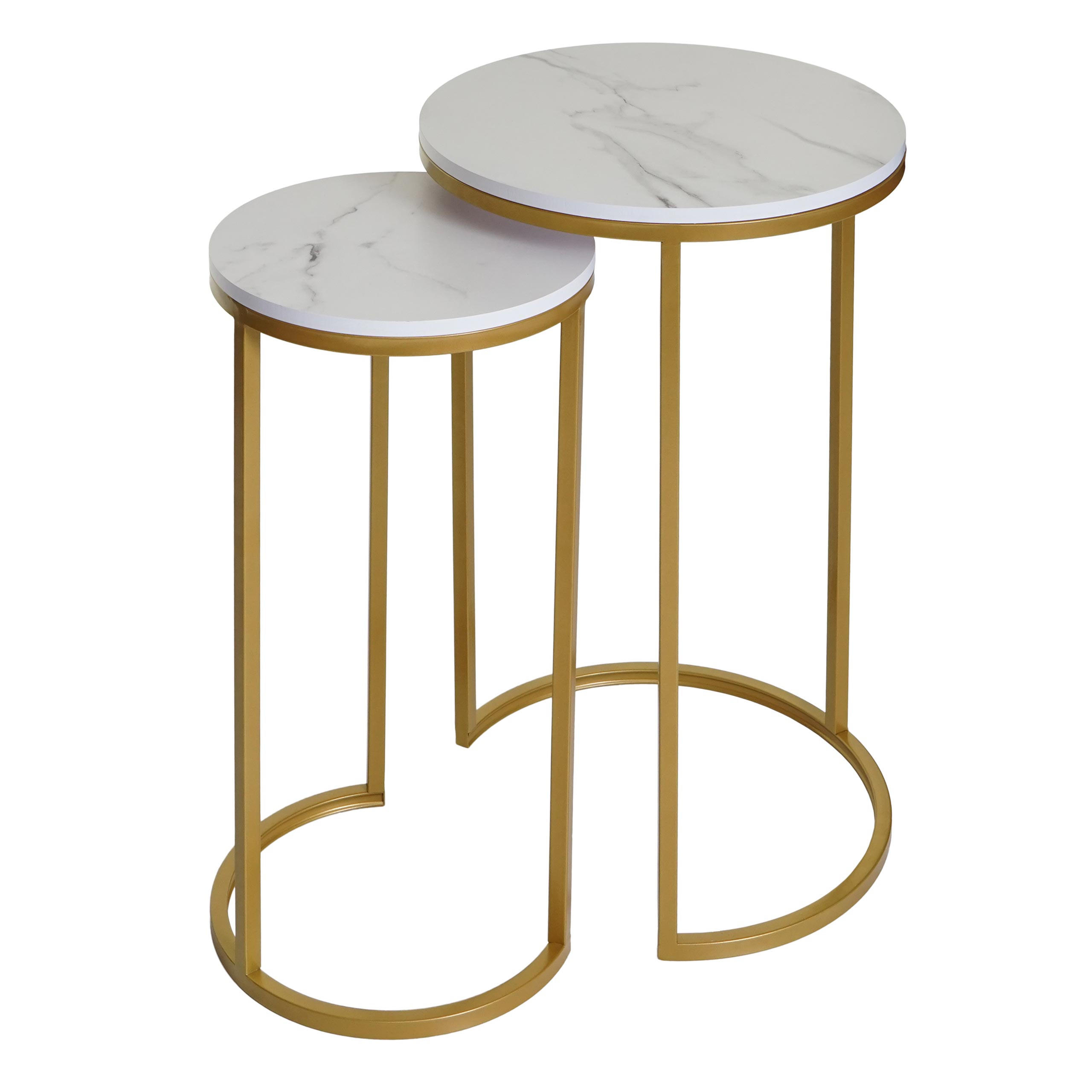 BEISTELLTISCH rund Weiß, Gold 2er-Set - Goldfarben/Weiß, Holzwerkstoff (40/40/64cm) - Jamb