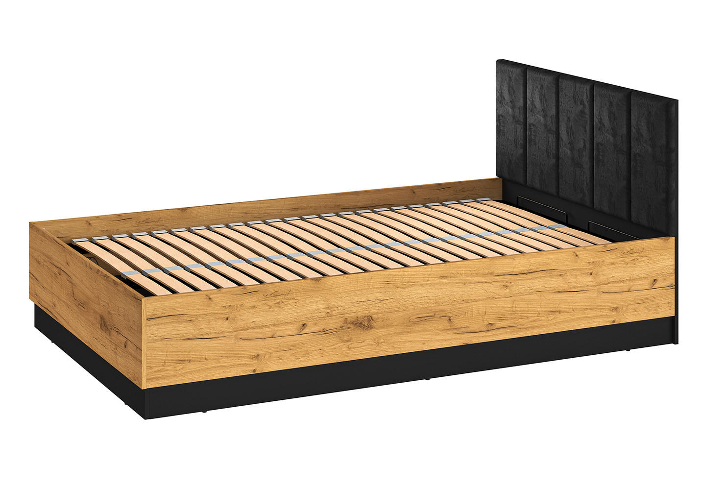 BETT Colt schwarz / Craft Gold Eiche 126 / 208 / 90cm - Braun, Holz/Holzwerkstoff (120/200cm) - Feldmann-Wohnen