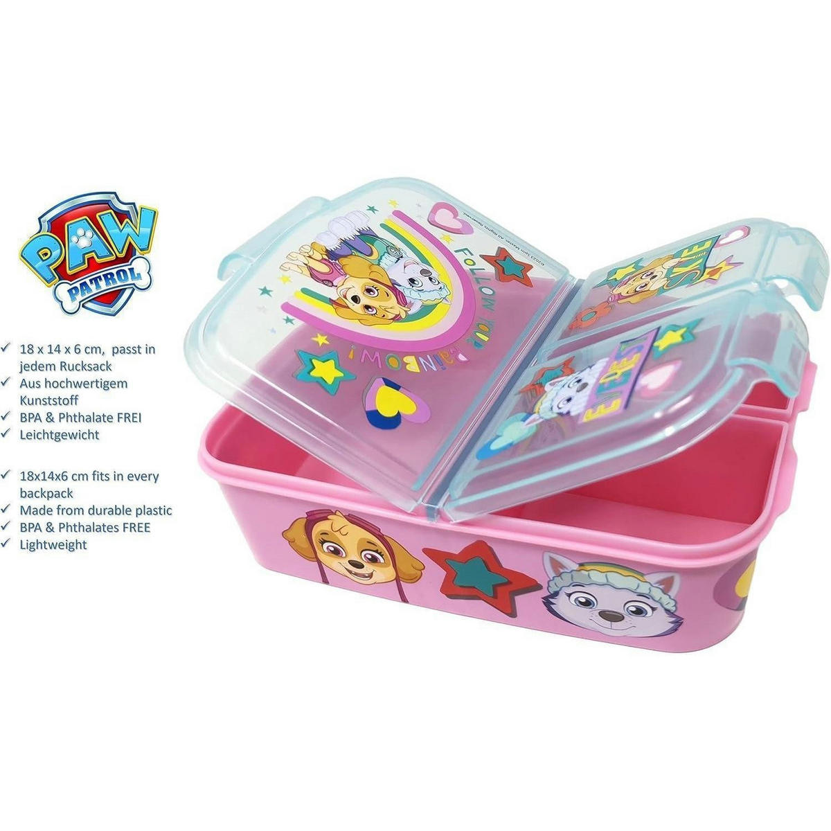 BROTDOSE mit Fächern Paw Patrol M - Multicolor, Kunststoff (14/4/18cm)