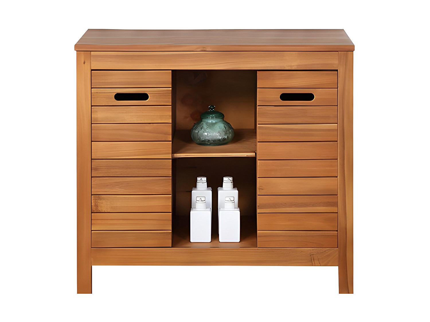 WASCHBECKENUNTERSCHRANK - 90 cm x 50 cm - Holz, Platte - Naturfarben Dunkel - PULUKAN - Naturfarben, Holz (90/83/50cm) - Vente-Unique