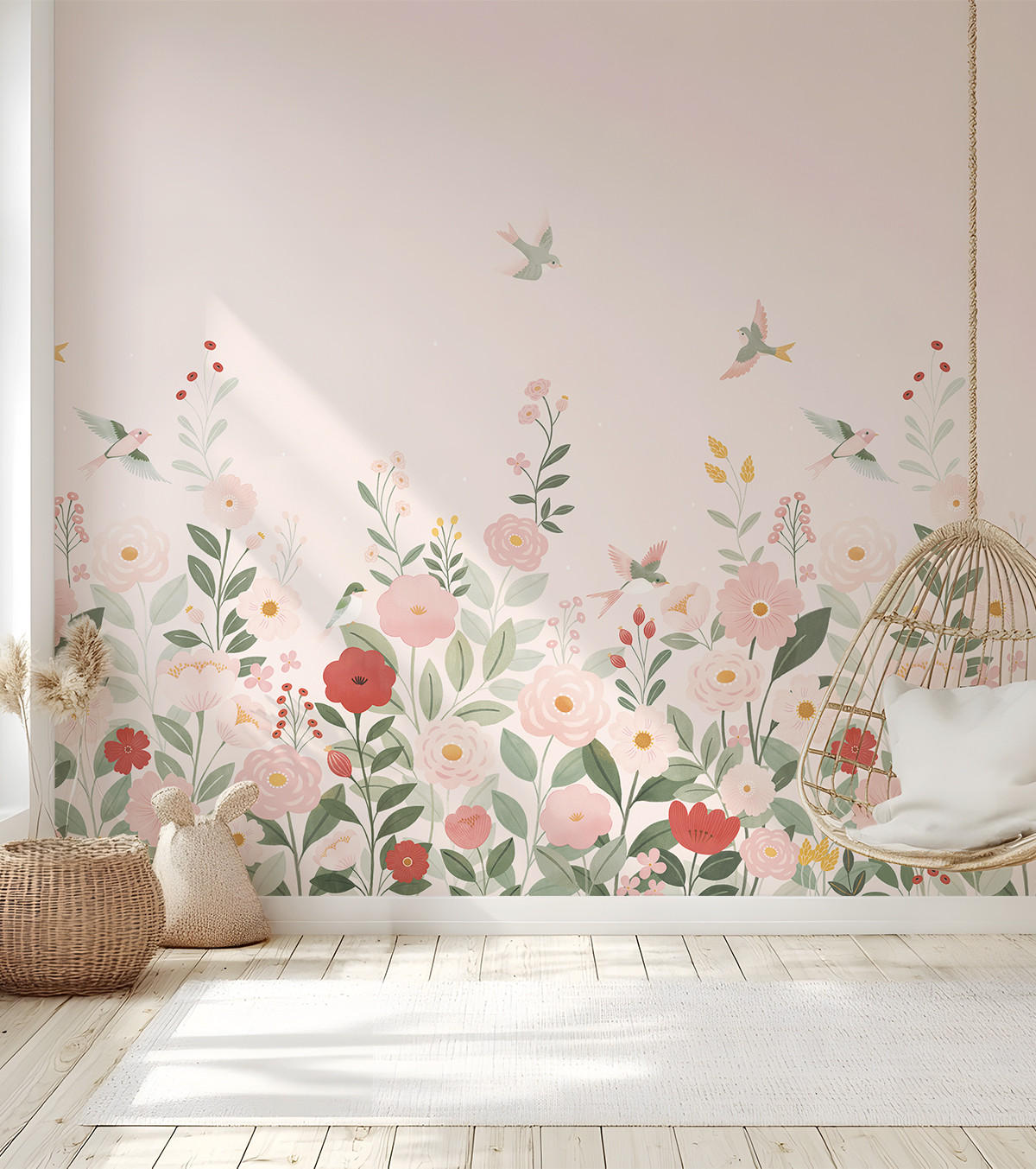PANORAMA-VLIESTAPETE Blumengarten 2 x 3 m, rosa - Pink/Rosa, Papier (200/300cm) - Lilipinso