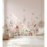 PANORAMA-VLIESTAPETE Blumengarten 2 x 3 m, rosa - Pink/Rosa, Papier (200/300cm) - Lilipinso