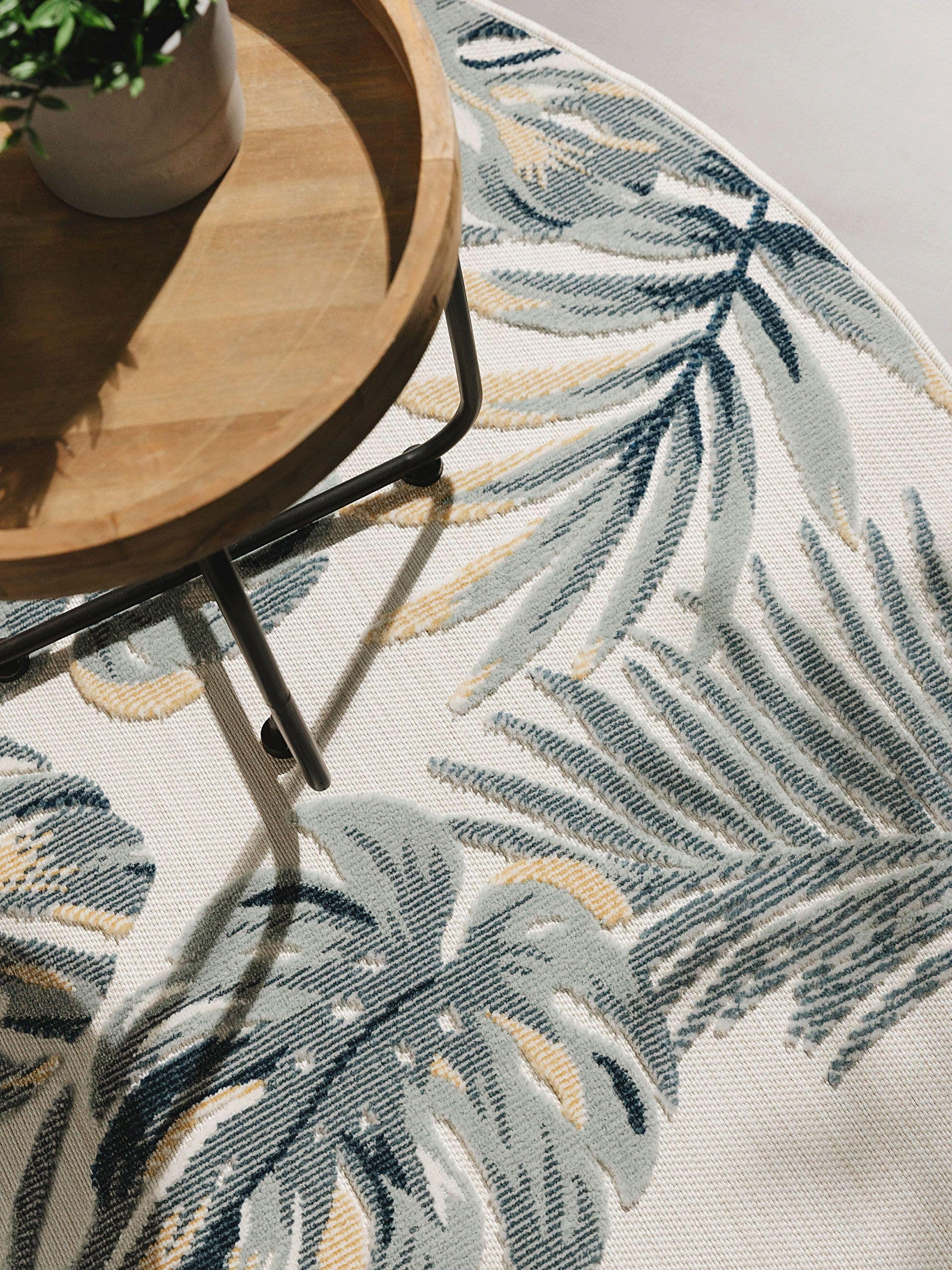 Thumbnail - benuta Outdoorteppich, Creme, Kunststoff, Floral, Rund, 320x320 cm, wasserabweisend, Teppiche & Böden, Teppiche, Outdoor...