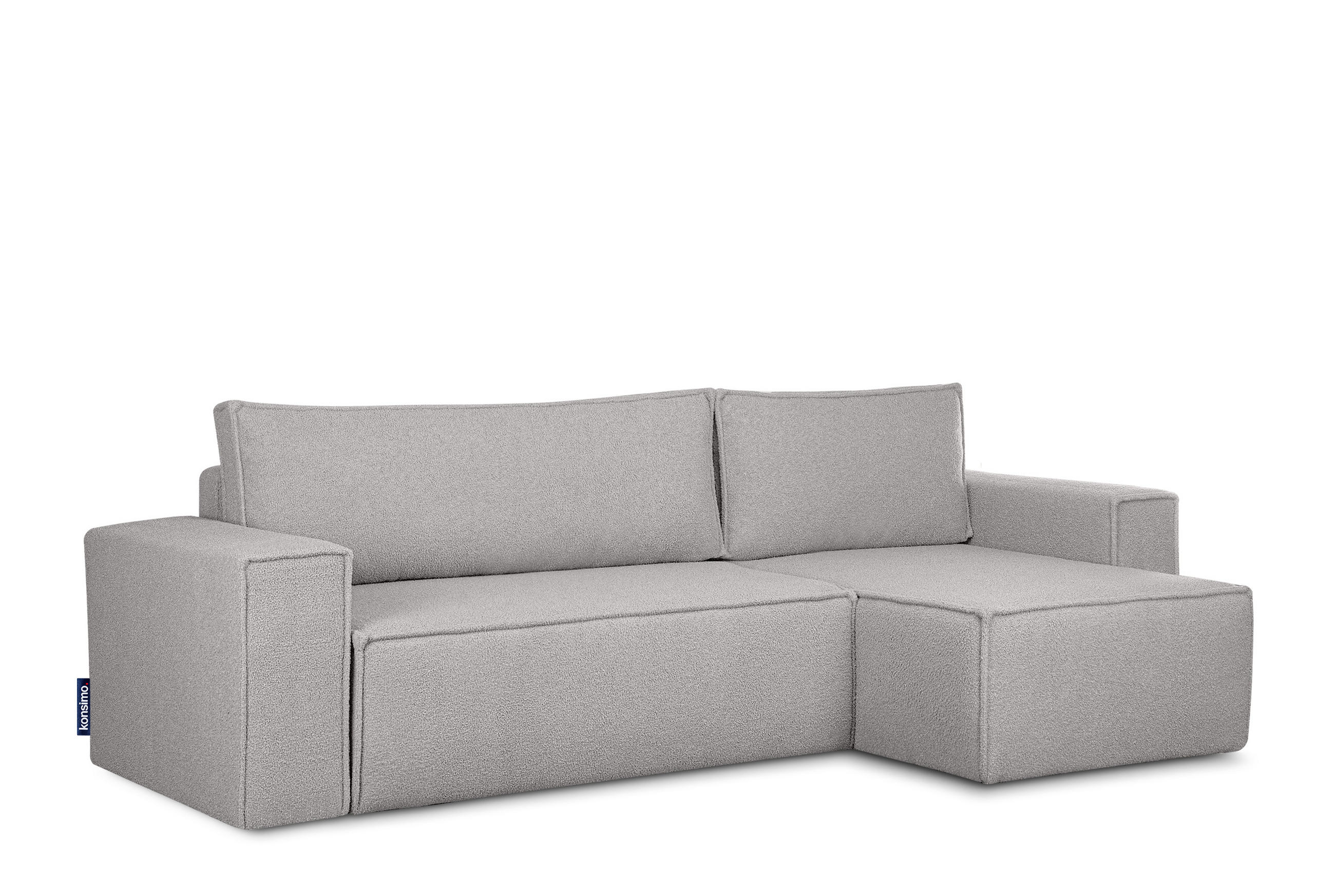 ECKSCHLAFSOFA-LINKS/RECHTS NAPI II in Pet Friendly Stoff, aschfahl - Hellgrau/Grau, Textil (262/148cm) - KONSIMO®