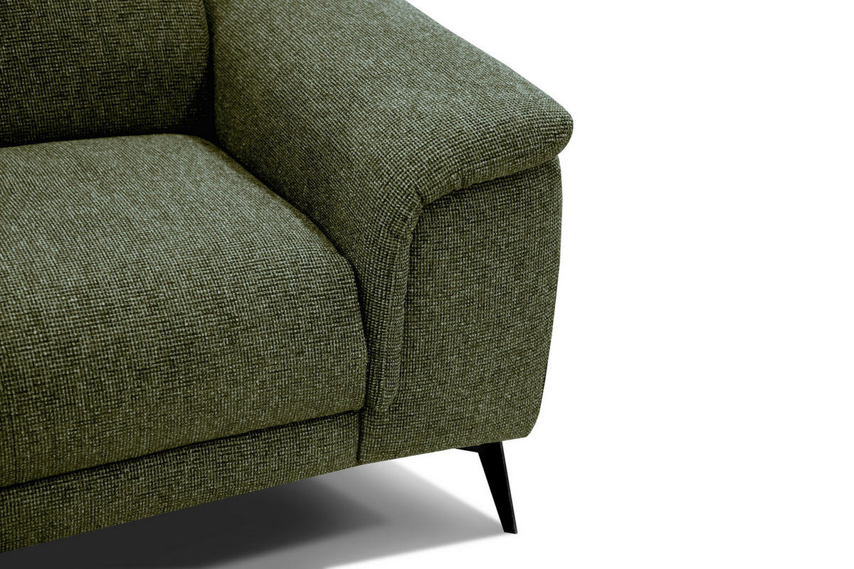 RELAXSOFA FIERO 3-Sitzer mit 1 Relaxfunktion, olivgrün - Schwarz/Olivgrün, Holzwerkstoff/Textil (212/82/103cm) - Courtois Laville