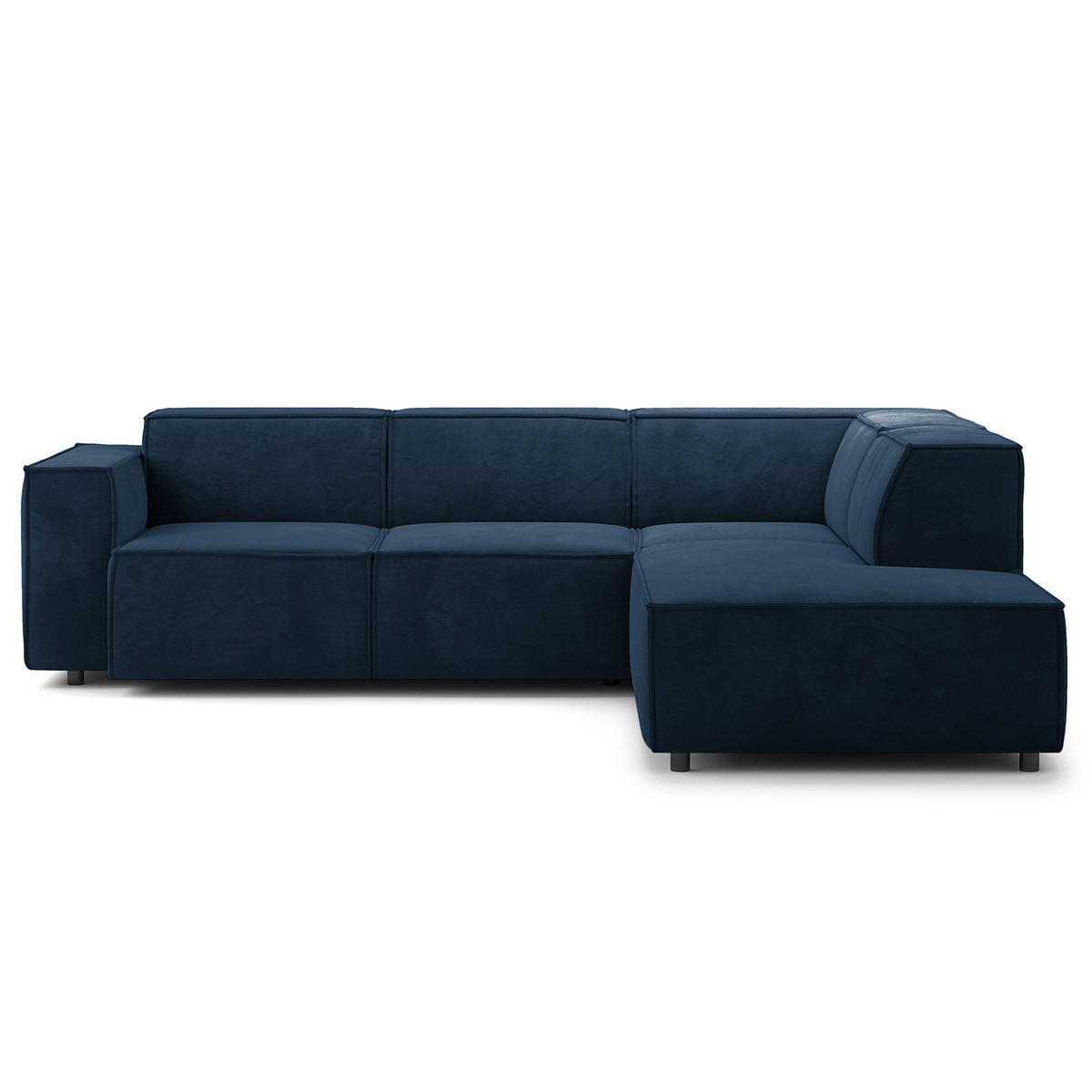 ECKSOFA mit Ottomane - Schwarz/Dunkelblau, Kunststoff/Textil (260/234cm) - home24