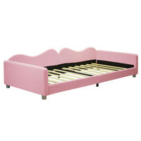 KINDERBETT aus Teddystoff Pink mit Rückenlehne und Lattenrost, auch als Schlafsofa nutzbar - Rosa, Textil (90/200cm) - IVMEU