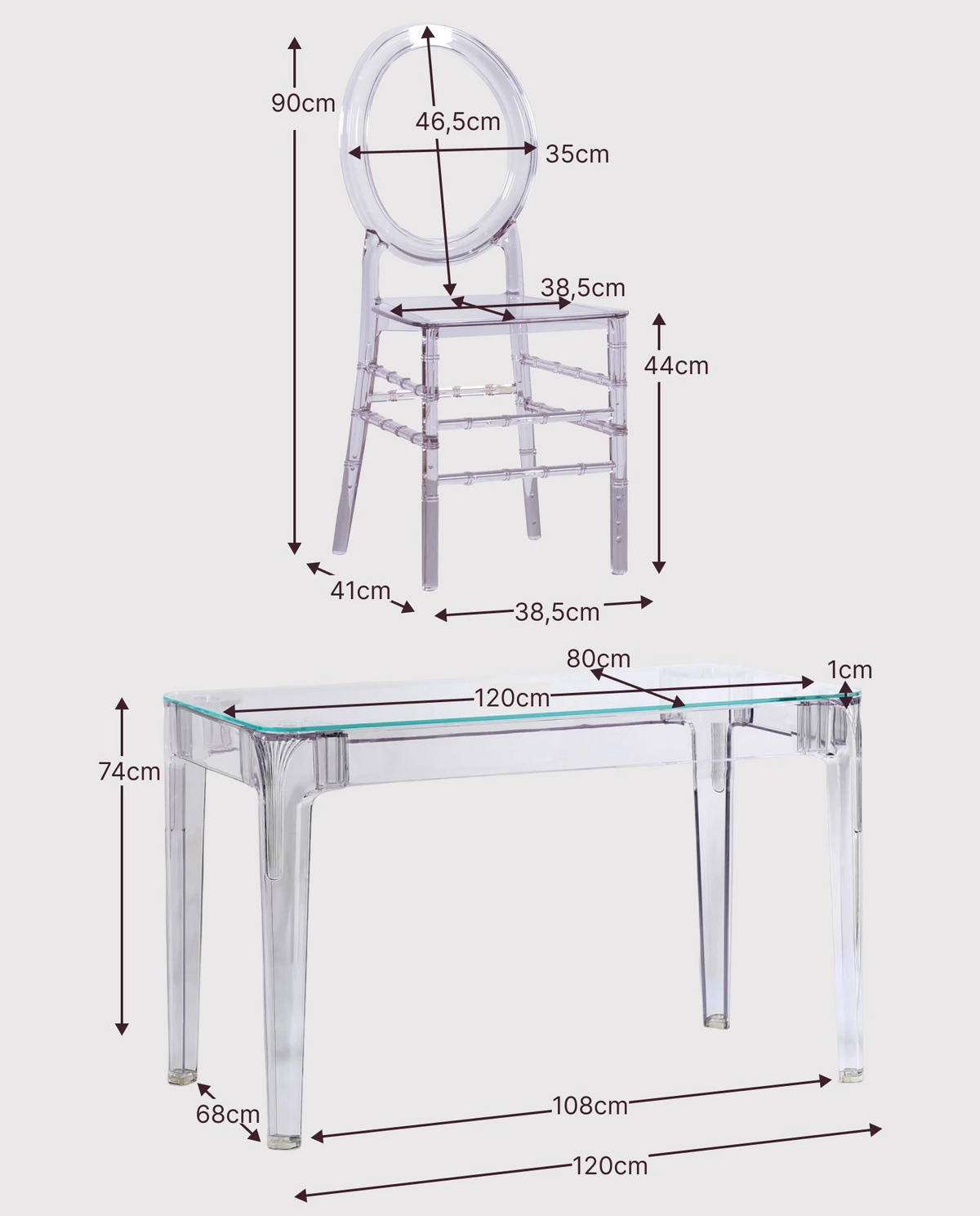 ESSZIMMERMÖBEL-SET Transparent Kunststoff Transparent - Transparent, Kunststoff - Nest Dream