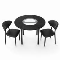 ESSZIMMER-TISCH-SET 100 cm Schwarz mit 2 Stühlen - Schwarz, Metall (100/76/100cm) - Meubliv