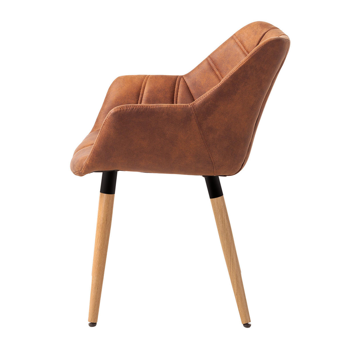 ARMLEHNENSTUHL - Eiche massiv - Cognac, Textil (61/83/60cm) - home24
