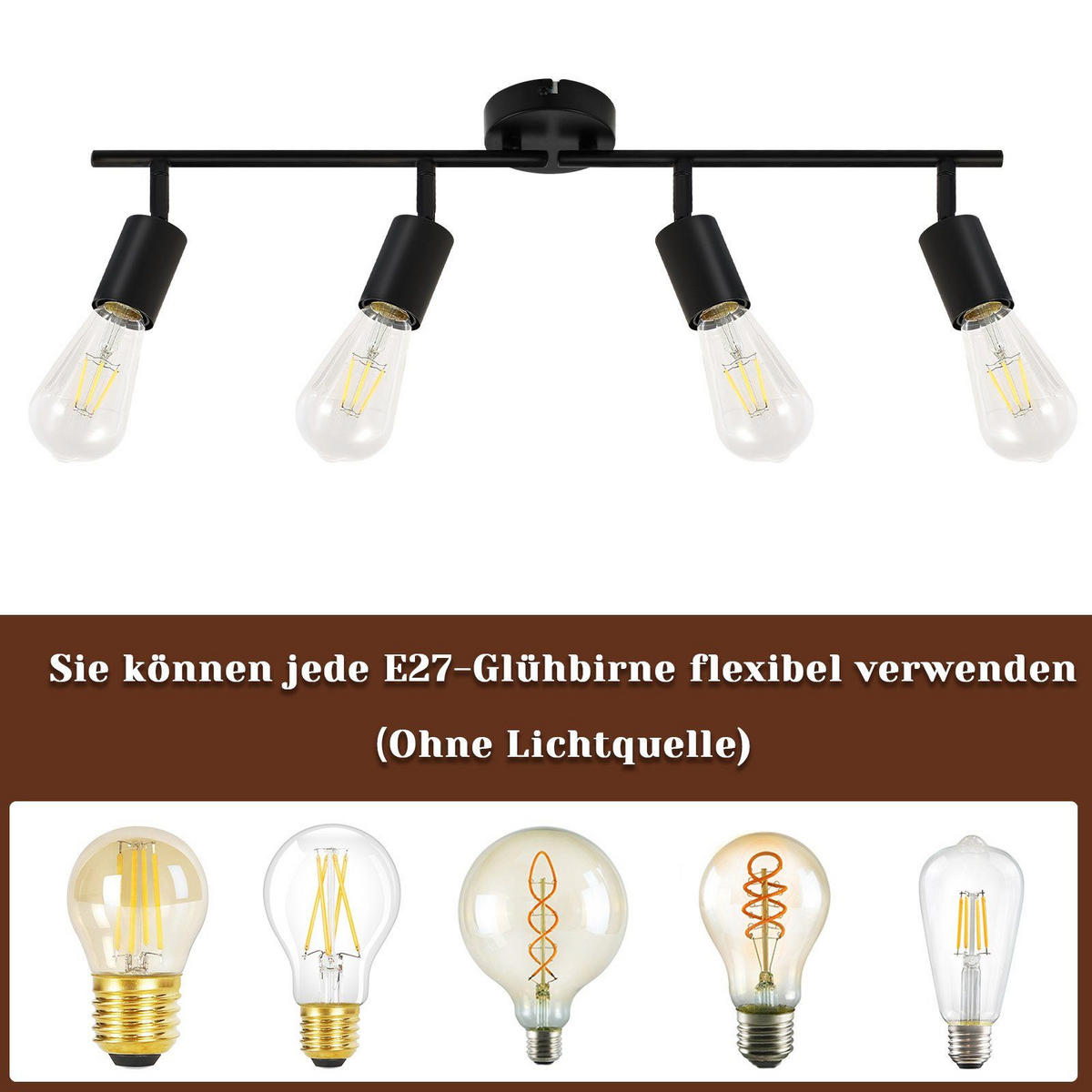 DECKENSTRAHLER Helmut 75/9/16cm - Schwarz, Metall (75/9/16cm) - ZMH