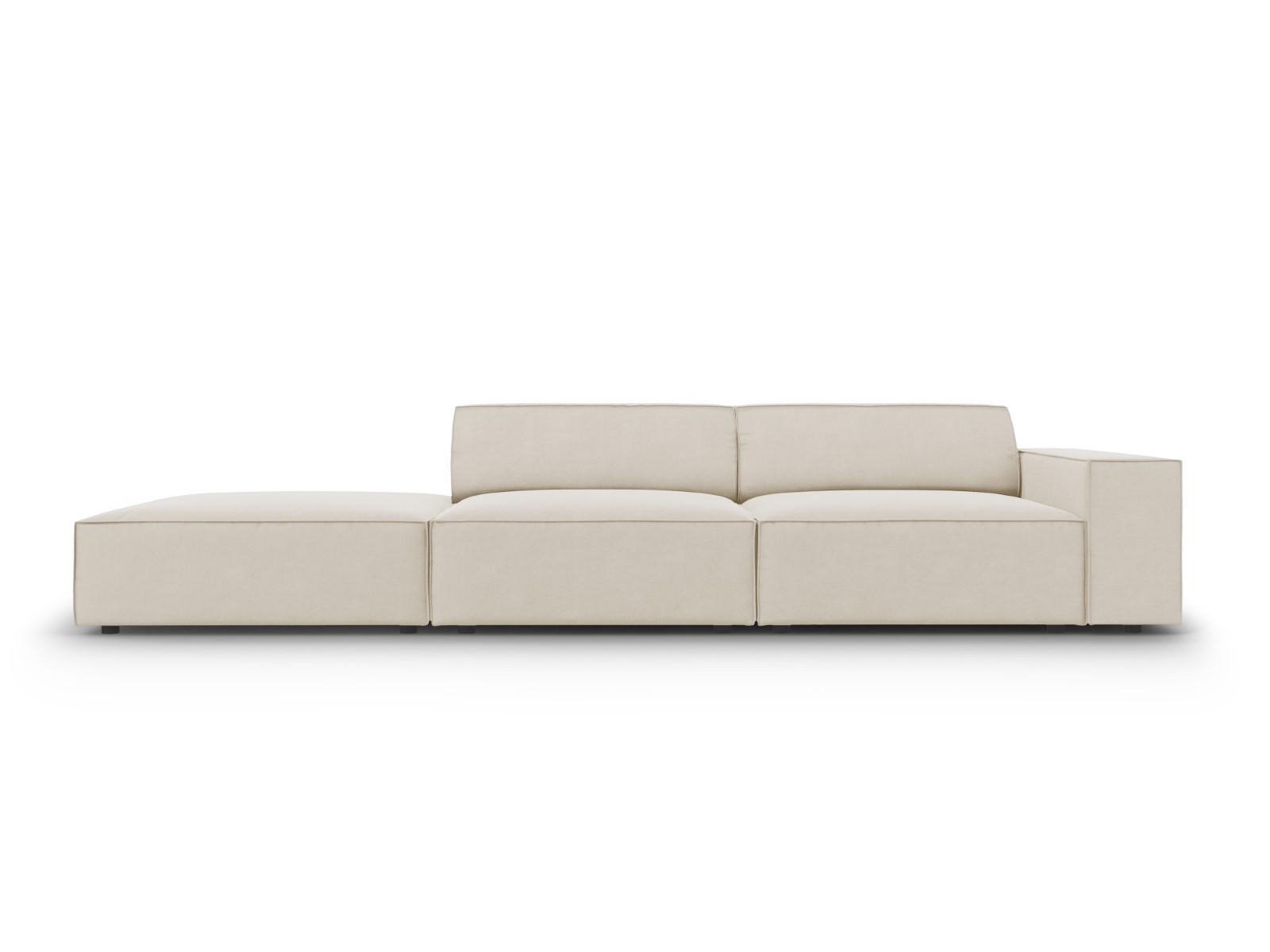 LINKES-SOFA Jodie aus Samt dunkelbeige 3 Sitzplätze - Mokka, Textil (262/70/102cm) - Micadoni