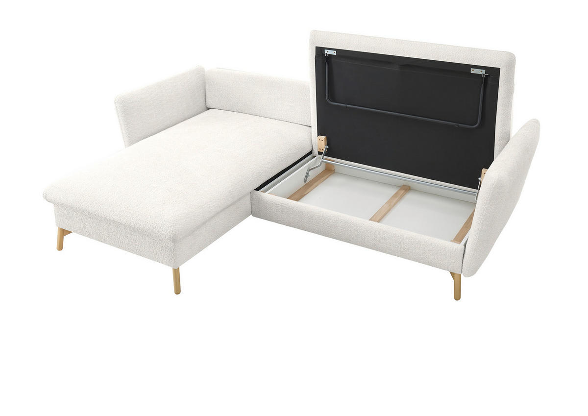 ECKSOFA S11 Ambriamo Weiß 258/91/167 cm Recamiere links - Weiß, Textil (167/258cm) - Livojo